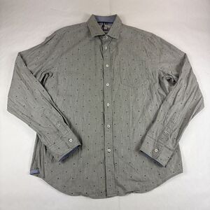 Boden Polka Dot Shirt Men L Regular Fit Gray Long Sleeve Button Up Casual Preppy
